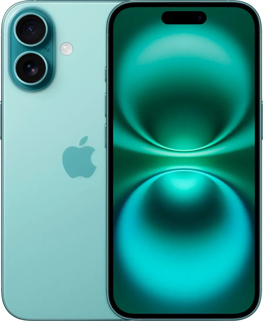 iPhone 16 teal front back